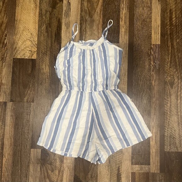 Abercrombie Kids Blue Striped Romper size 9/10 - Picture 2 of 2